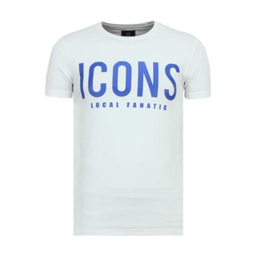 Local Fanatic T Shirt Icons Print - Tröjor Till Män New - 6361W White,...