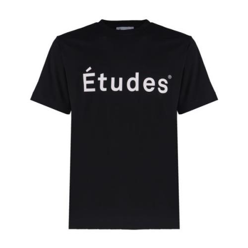 Études Vit Logotyp Tryck Bomull T-shirt Black, Herr