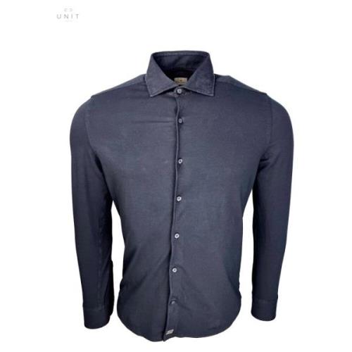 Sonrisa Svart Jersey Skjorta, Tillverkad i Italien Blue, Herr