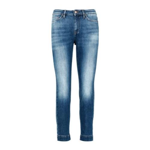 Don The Fuller Jeans i mediumtvätt med logotyp Blue, Dam