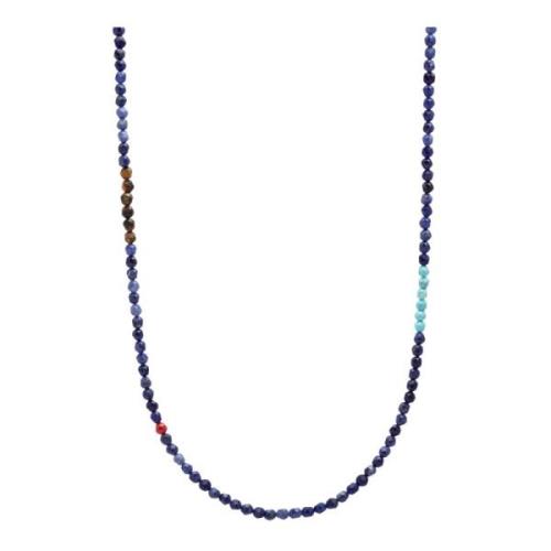 Nialaya Faceted Dumortierite Necklace with Tiger Eye and Turquoise Blu...