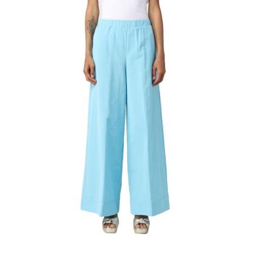 Manila Grace Leather Trousers Blue, Dam