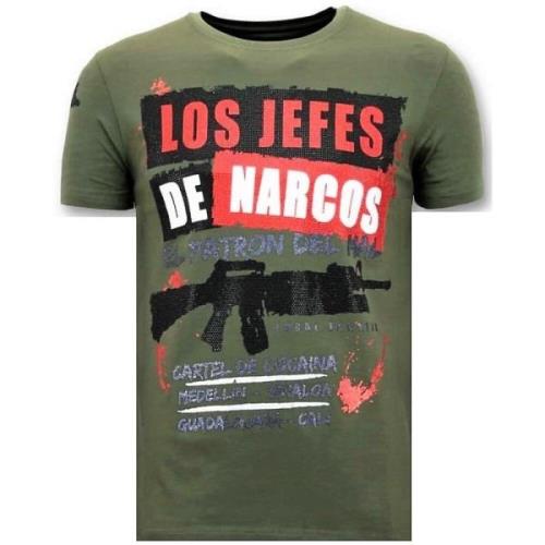 Local Fanatic Män T-shirt Rhinestone - Los Jefes The Narcos - 11-6372G...