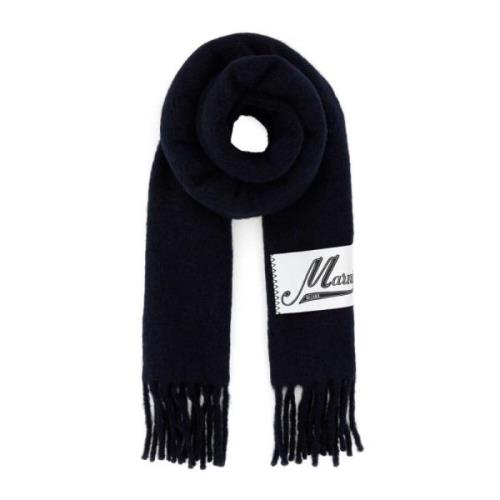 Marni Midnattsblå Alpackablandningsscarf Blue, Dam