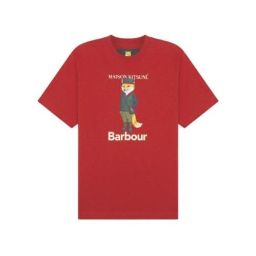 Barbour Maison Kitsuné Beaufort Fox T-Shirt Red, Herr
