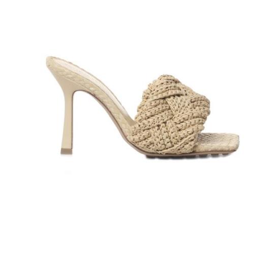 Bottega Veneta Intrecciato Raffia Sandaler Beige, Dam