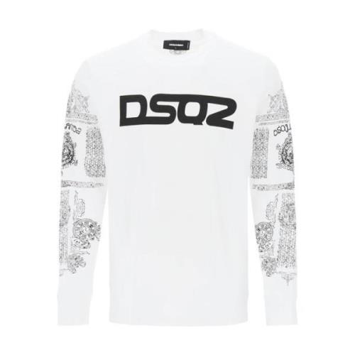 Dsquared2 Vit Långärmad T-Shirt White, Herr