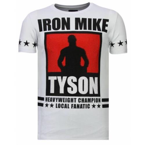 Local Fanatic Iron Mike Tyson Rhinestone - Man T Shirt - 13-6212W Whit...