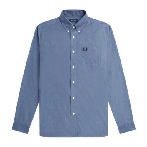 Fred Perry Button Down Skjorta med Logotyp Blue, Herr