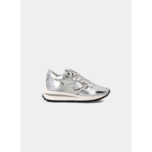 Philippe Model Silver Hög Topp Sneakers med Metalliska Accenter White,...