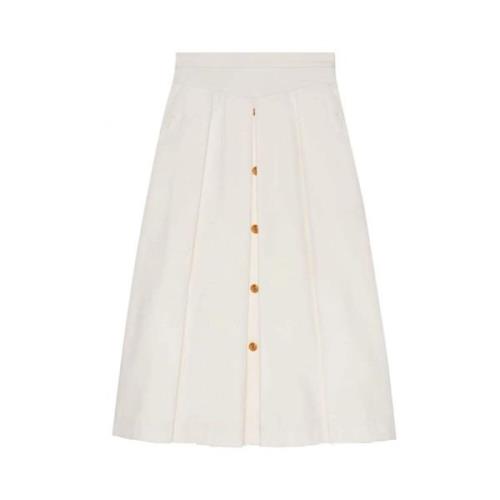Gucci plisserad kjol med knappdetaljer White, Dam