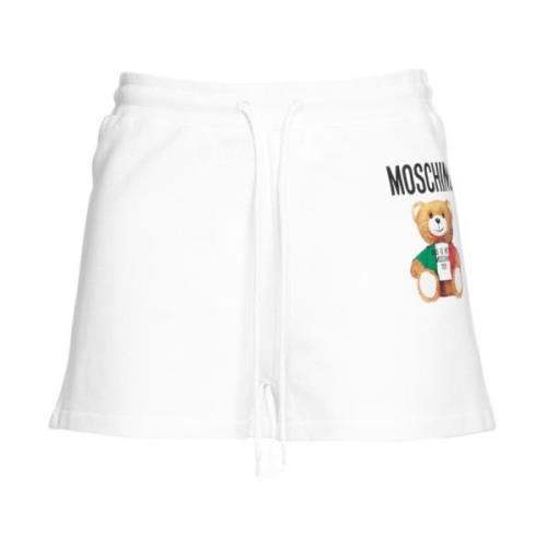 Moschino Hög Midja A-Linje Mini Shorts White, Dam