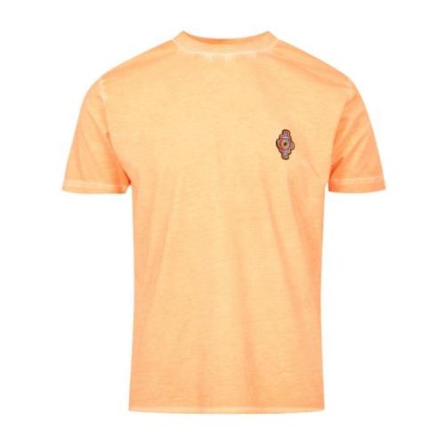Marcelo Burlon T-shirt med broderat multicolor kors Orange, Herr