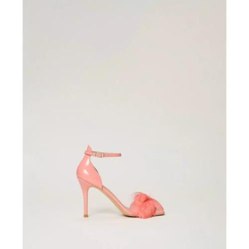 Twinset Tropisk Rosa Fjäder Sandal - Storlek 36 Pink, Dam