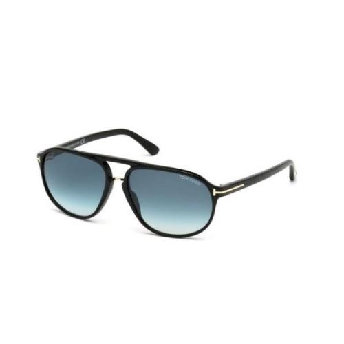 Tom Ford Svarta Bågar Solglasögon, Huvudvändande Stil Blue, Unisex