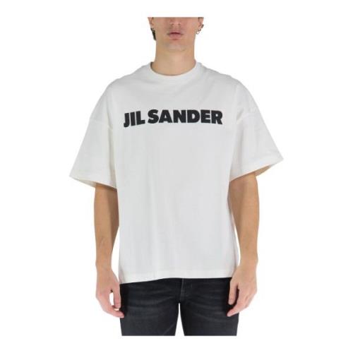 Jil Sander Herr T-shirt i bomull med avslappnad pform White, Herr