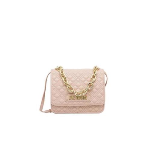 Love Moschino Vadderad handväska med justerbar rem Pink, Dam