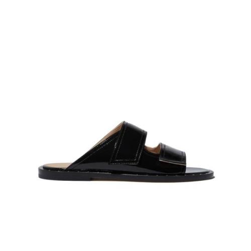 Scarosso Karen Patent Sliders Black, Dam