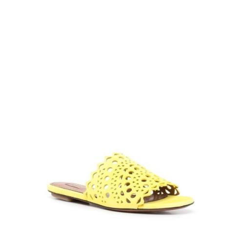 Alaïa Platta sandaler Yellow, Dam