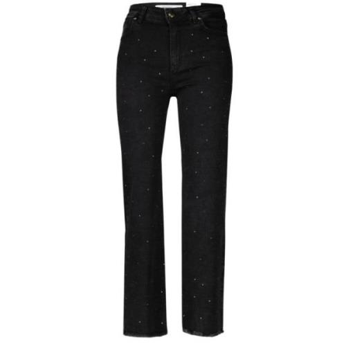 Silvian Heach Cropped Slim-fit Jeans Black, Dam