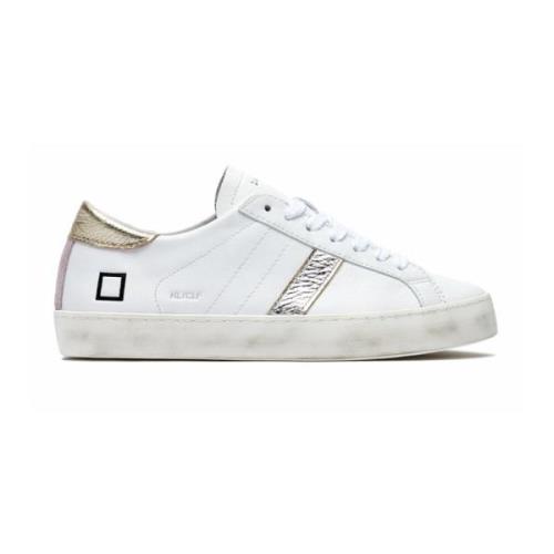 D.a.t.e. Vita Sneakers med Läder Tunga och Silver Laminerad Detalj Whi...