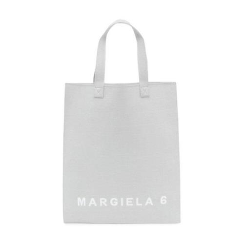 Maison Margiela Silver Logo Print Tote Bag Gray, Dam