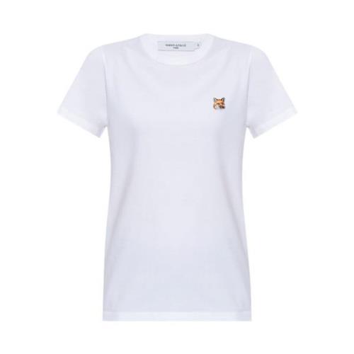 Maison Kitsuné T-shirt med logotyp White, Dam