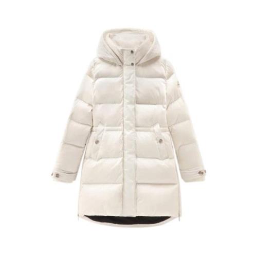 Woolrich Varm Vit Parka med Justerbar Passform White, Dam