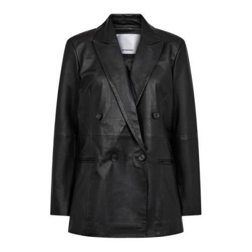 Co'Couture Läder Oversize Blazer Black, Dam