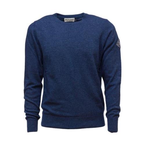 Roy Roger's Basic Crewneck Tröja i Ull och Kashmir Blue, Herr