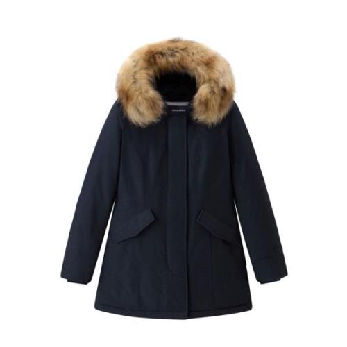 Woolrich Marinblå Bomullsparka för Kvinnor Blue, Dam