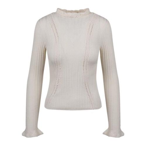 Sea NY Riva Turtle Neck Top med Virkade Detaljer White, Dam