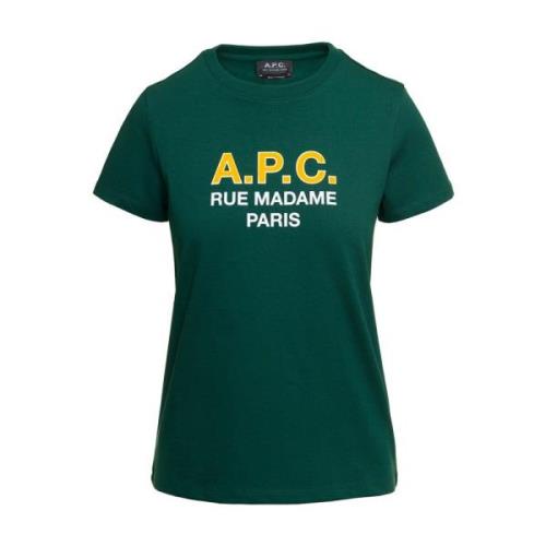 A.p.c. Grön T-shirt med Logotryck Green, Dam