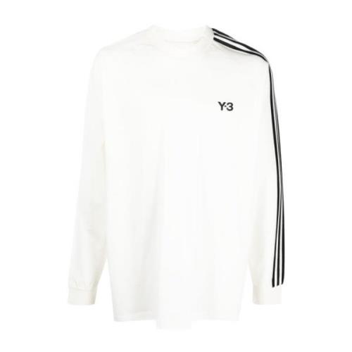Y-3 Off-White Långärmad T-shirt med Logotryck White, Herr
