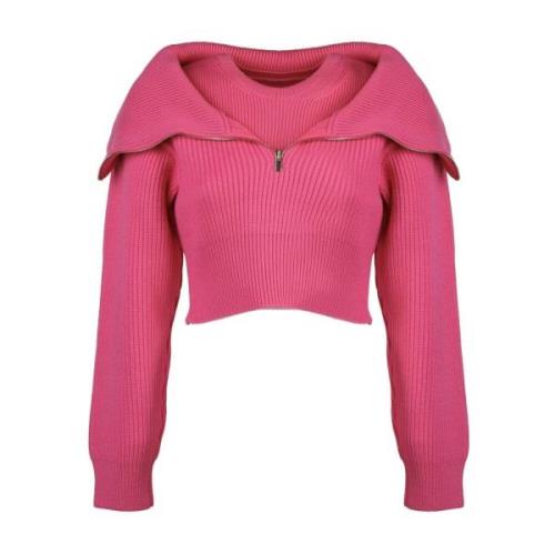 Jacquemus Mysig och stilfull tröja med rund hals Pink, Dam