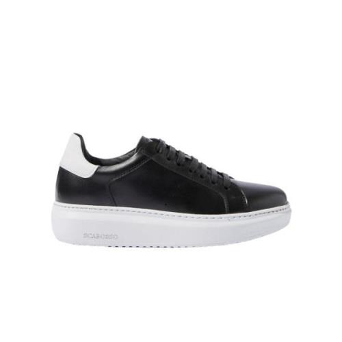 Scarosso Svarta Lädersneakers Black, Dam