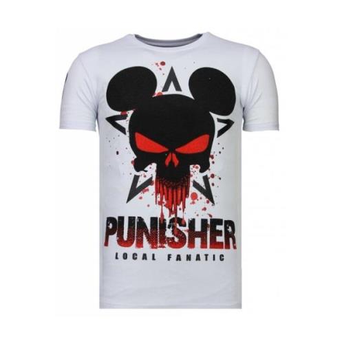 Local Fanatic Punisher Mickey Rhinestone - Man T shirt - 13-6208W Whit...