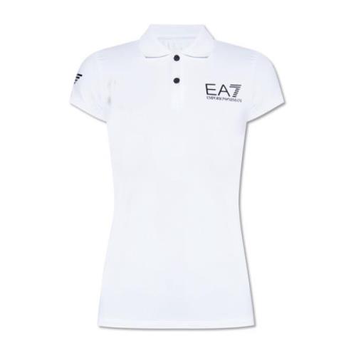 Emporio Armani EA7 Pikétröja med logotyp White, Dam