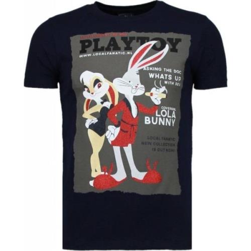 Local Fanatic Playtoy Bunny Rhinestone - Herr T Shirt - 5086N Blue, He...