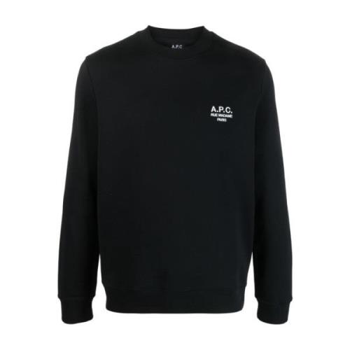 A.p.c. Svart Logobroderad Bomullströja Black, Herr