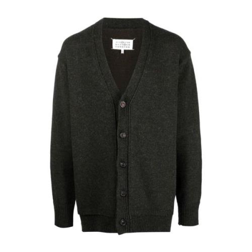 Maison Margiela Lyxig Stickad Drop-Shoulder Cardigan Gray, Herr