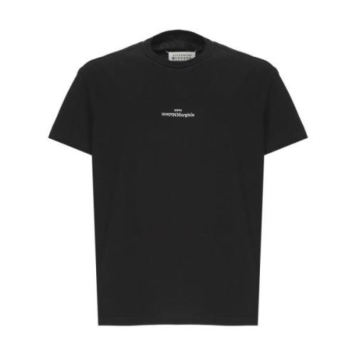 Maison Margiela Svart Bomull T-shirt med Broderad Logotyp Black, Herr