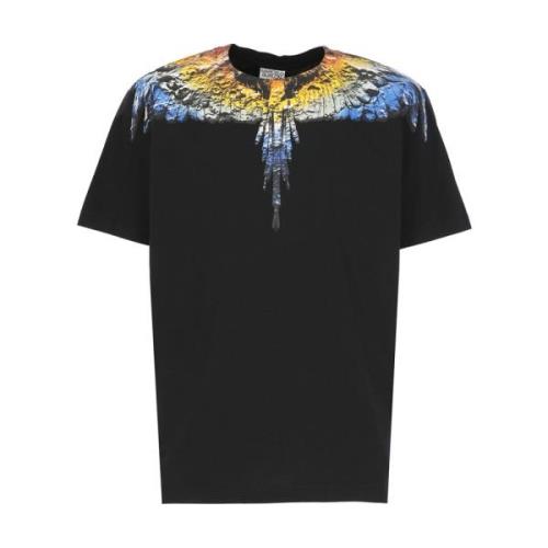 Marcelo Burlon Svart Lunar Wings Print T-shirt för Män Black, Herr