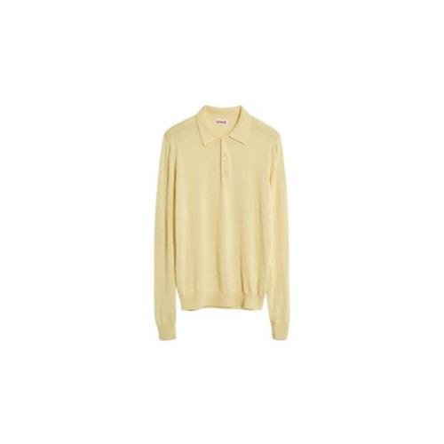 Tricot Polo shirt i extra fin ull Yellow, Herr