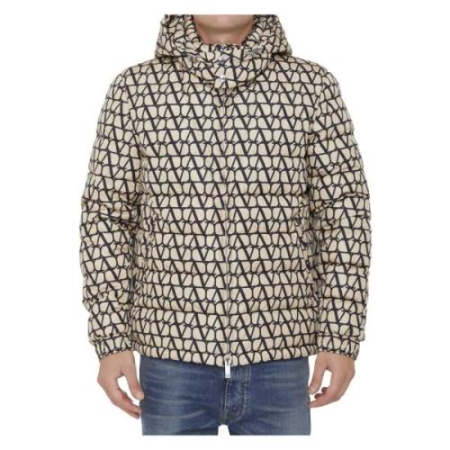 Valentino Garavani Beige Pufferjacka med Toile Iconographe Print Beige...