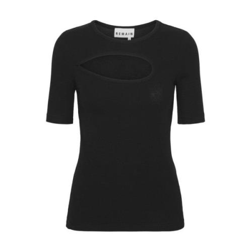 Remain Birger Christensen Svart Rib Cut Out T-Shirt Black, Dam