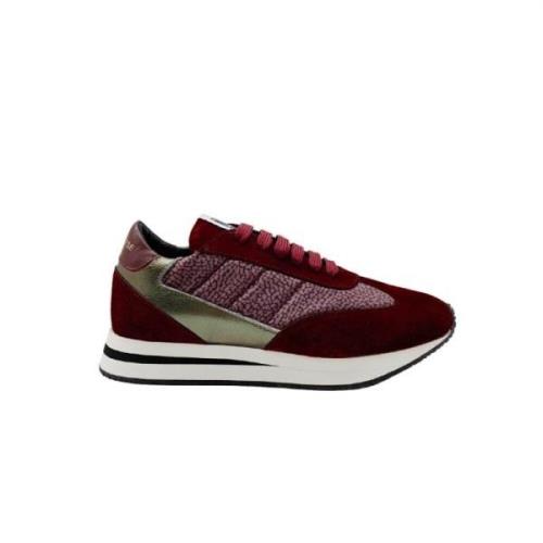 Borbonese Mocka och Laminerade Sneakers Red, Dam