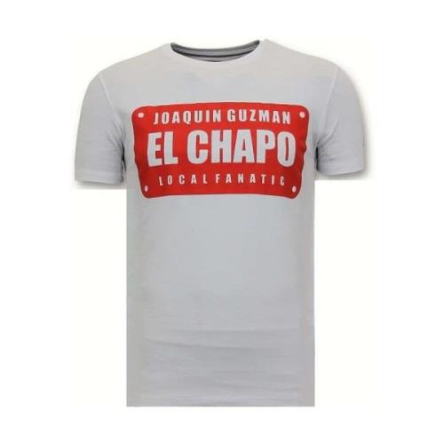 Local Fanatic Lyx Män T-shirt - Joaquin El Chapo Guzman White, Herr