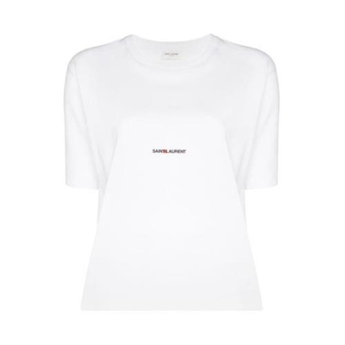 Saint Laurent Vit Logo Box Fit T-shirt White, Dam