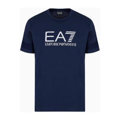 Emporio Armani EA7 Essentiell Randig Ärm T-shirt Blue, Herr